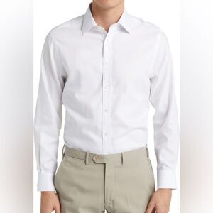 Charles Tyrwhitt Slim Fit Non-Iron Solid Royal Oxford‎ White 17/36 NWT IN PKG